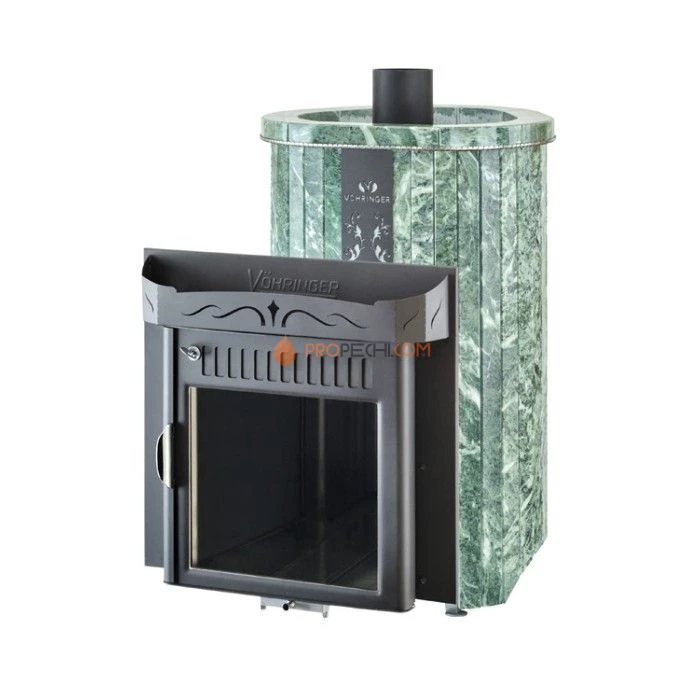 Дровяная печь для сауны Ферингер Мини До 16 м³ - Змеевик - цельные ламели - обрамление Камень