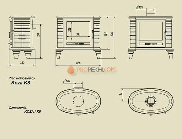 Чугунная печь Koza/K8/турбина