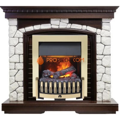 Каминокомплект Dimplex Glasgow - Темный дуб / Белый с очагом Danville Brass FB2