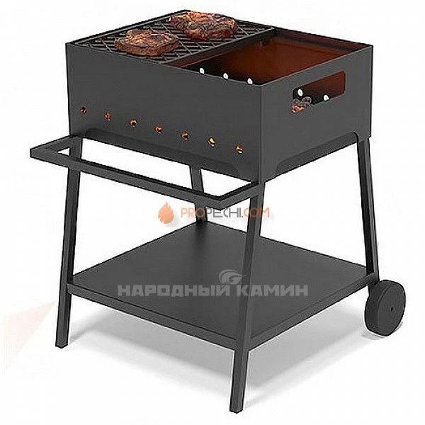 Мангал Везувий Турист №2 с решеткой чугунной "Стейк" на подставке