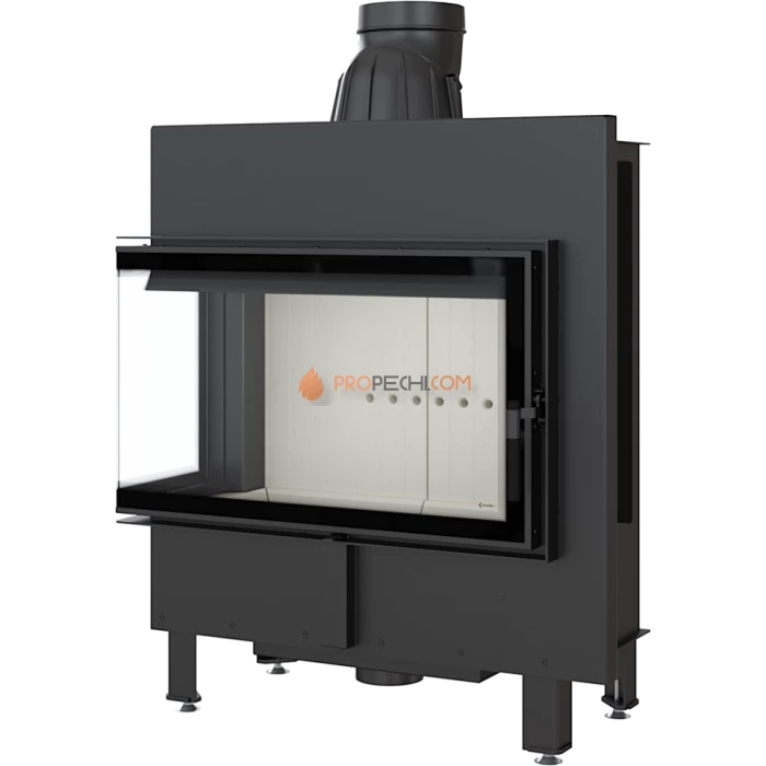 Каминная топка стальная Kratki LUCY/14/L/BS (угловое стекло слева) (14 кВт)