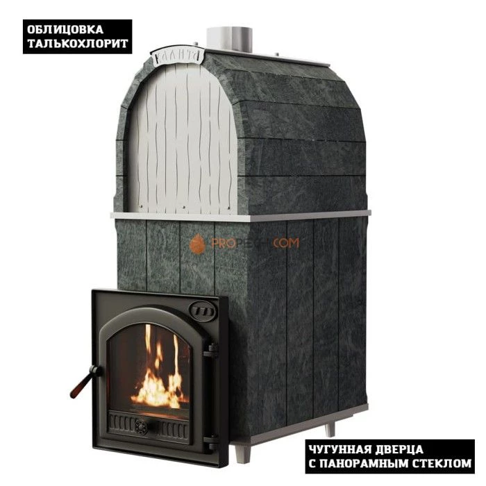 Чугунная печь для бани Инжкомцентр ВВД Калита Арочная PRO (талькохлорит) с чугунной дверцей