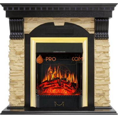 Каминокомплект Royal Flame Dublin - Венге / Сланец с очагом Majestic FX Brass