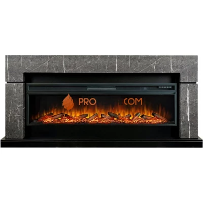 Каминокомплект Royal Flame Lindos 60 SFT - Серый мрамор с очагом Vision 60 LOG LED