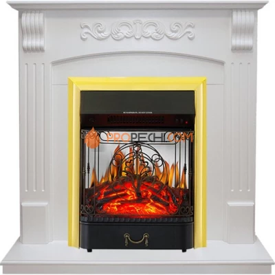 Каминокомплект Royal Flame Sorrento угловой - Белый дуб с очагом Majestic FX M Brass