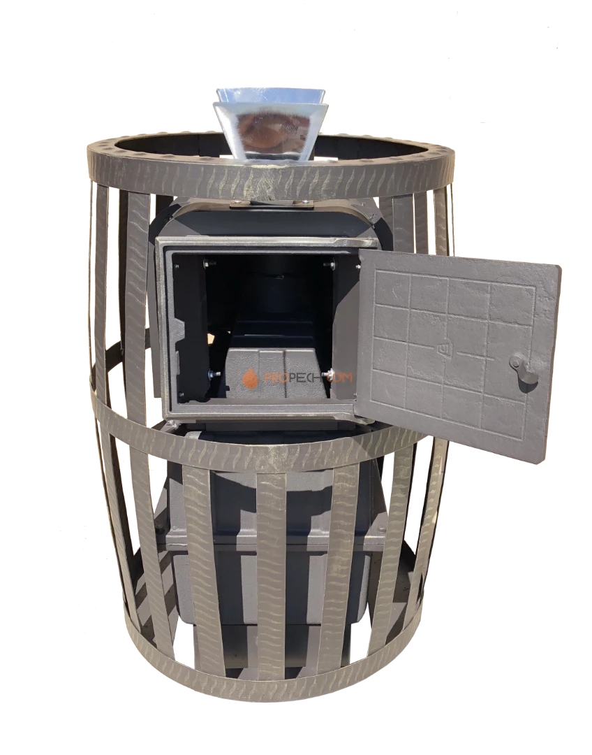 Банная чугунная печь Березка "Воевода" 20 (ДТ-3 Сетка Закрытая каменка)