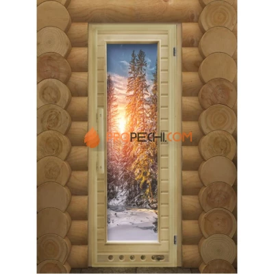 Дверь для бани DoorWood с фотопечатью Элит Люкс Зима, 1850x730 мм