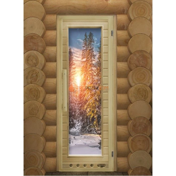 Дверь для бани DoorWood с фотопечатью Элит Люкс Зима, 1850x730 мм