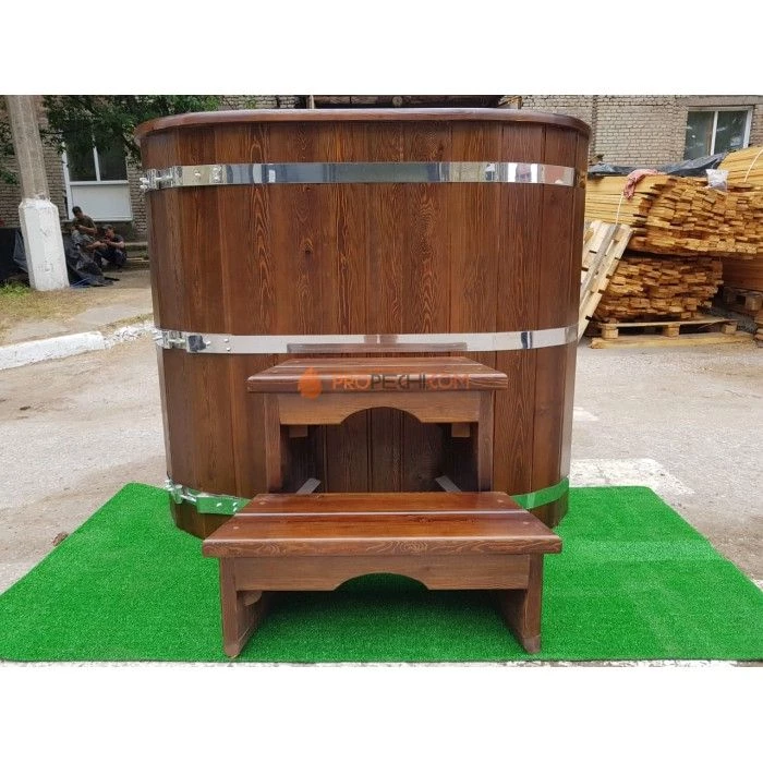 Купель овальная НКЗ STANDARD из кедра, с пластиковой вставкой, 120x78x120 см