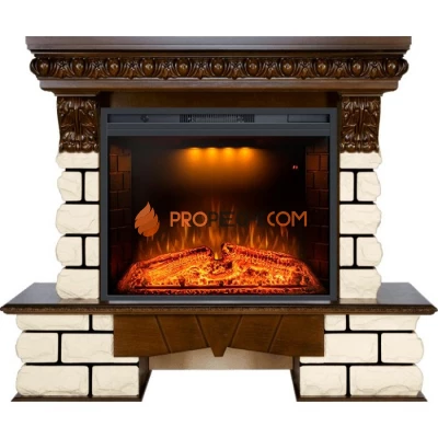 Каминокомплект Royal Flame Pierre Luxe LORD - Темный дуб / Белый с Электрическим очагом Royal Flame Emerald 28