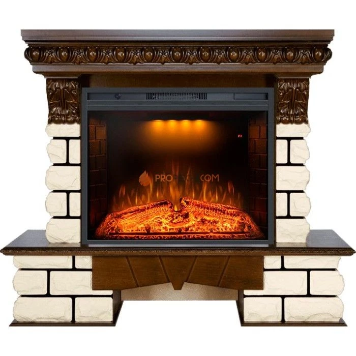 Каминокомплект Royal Flame Pierre Luxe LORD - Темный дуб / Белый с Электрическим очагом Royal Flame Emerald 28