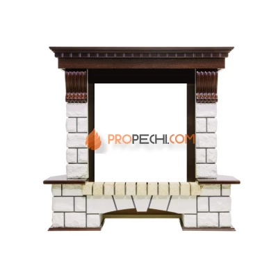 Портал Royal Flame Pierre Luxe угловой - Темный дуб / Белый