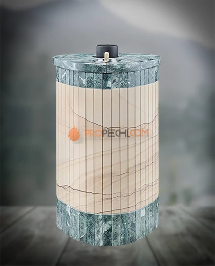 Банная печь Ферингер ПФ Оптима Окаменевшее дерево перенесенный рисунок + Змеевик