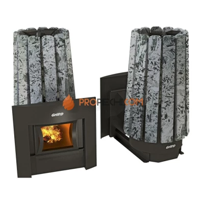 Дровяная печь для бани Grill’D Cometa 180 Vega Window, Stone (Серпентинит)