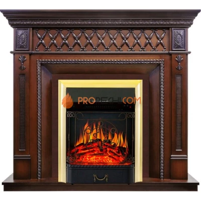 Каминокомплект Royal Flame Alexandria - махагон коричневый антик с очагом Majestic FX Brass