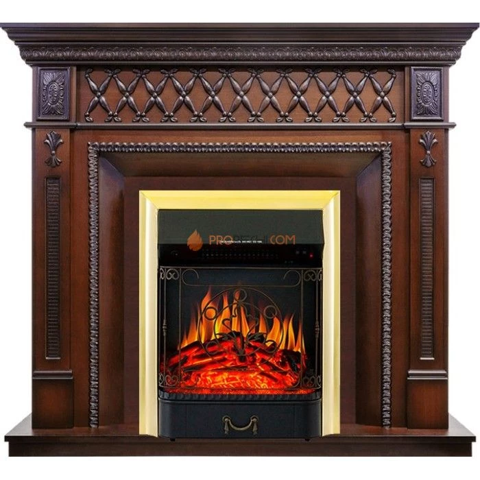 Каминокомплект Royal Flame Alexandria - махагон коричневый антик с очагом Majestic FX Brass
