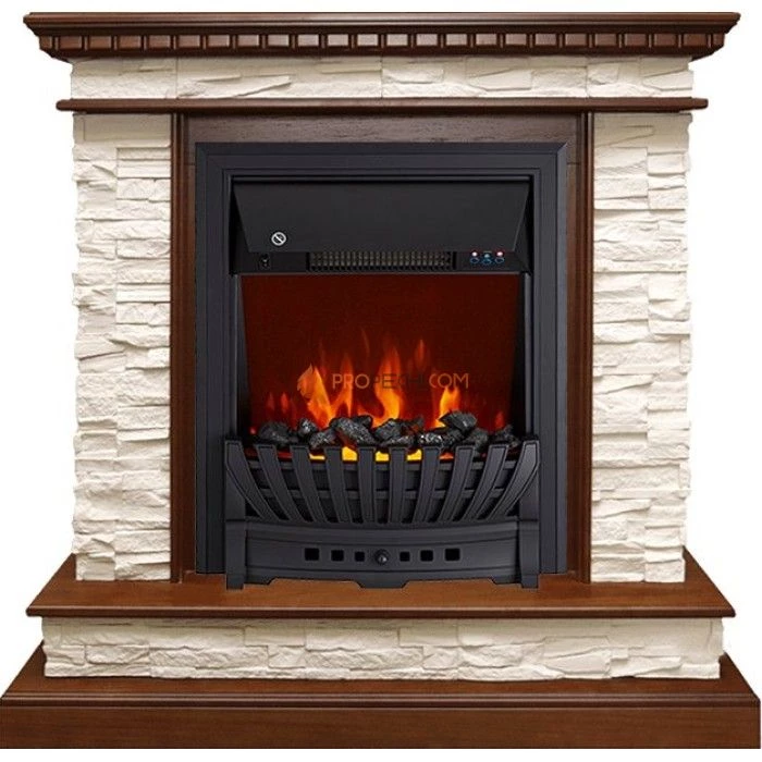 Каминокомплект Royal Flame Calgary - Дуб / Сланец бежевый с очагом Aspen Black