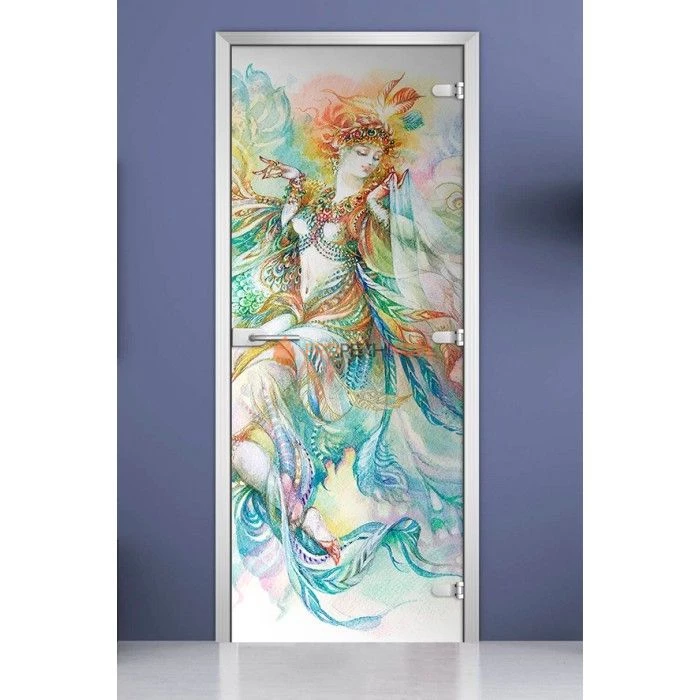 Стеклянная межкомнатная дверь DoorWood с фотопечатью Painting-08, 2000х800 мм