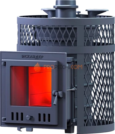 Чугунная банная печь Технолит Искандер Ураган ЗК 18М в сетке