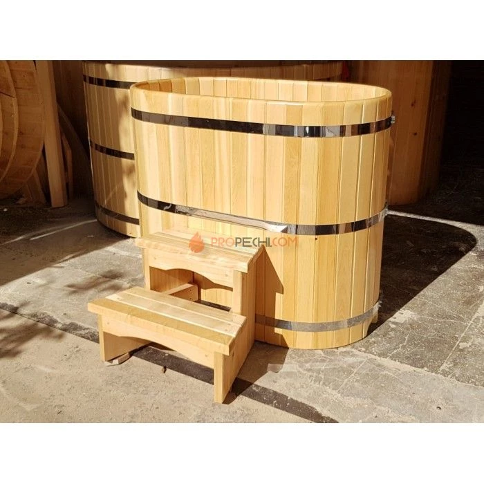 Купель овальная НКЗ из кедра, 120x78x140 см / 40 мм