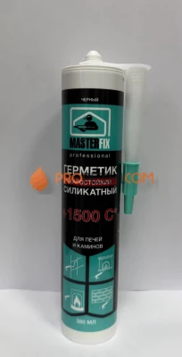 Герметик Masterfix professional жаростойкий силикатный для печей и каминов черный +1500 С 280 мл