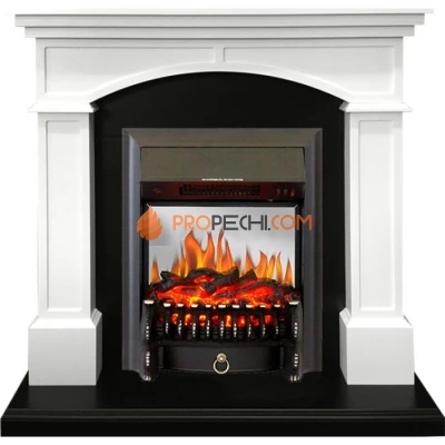 Каминокомплект Royal Flame Langford - Белый с черным с очагом Fobos FX M Black