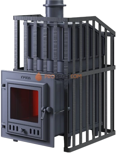 Чугунная банная печь Гроза Ураган 18М в сетке