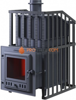 Чугунная банная печь Гроза Ураган 24М в сетке