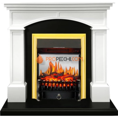 Каминокомплект Royal Flame Langford - Белый с черным с очагом Fobos FX M Brass
