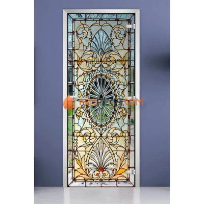 Стеклянная межкомнатная дверь DoorWood с фотопечатью Stained Glass-17, 2000х800 мм