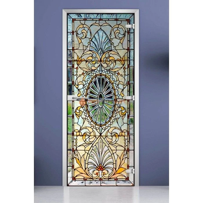 Стеклянная межкомнатная дверь DoorWood с фотопечатью Stained Glass-17, 2000х800 мм