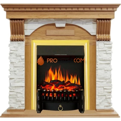Каминокомплект Royal Flame Dublin - Дуб / Сланец белый с очагом Fobos FX Brass