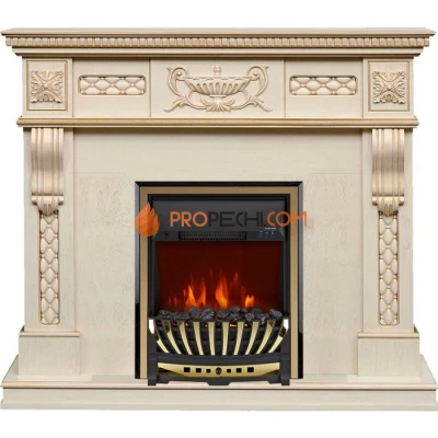 Каминокомплект Royal Flame Corsica - Слоновая кость с патиной (Ширина 1100) с очагом Aspen Gold