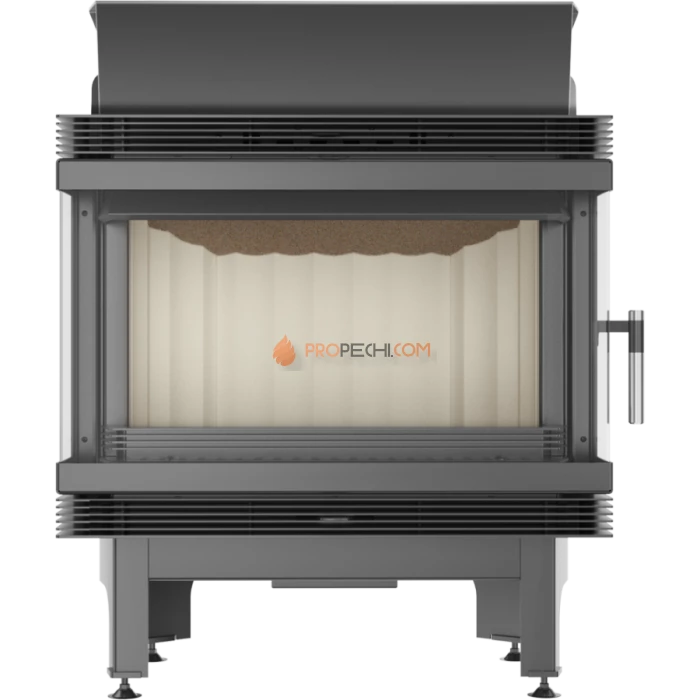 Каминная топка стальная Kratki Blanka 670/570/LP/BS (угловое стекло слева-справа) (12 кВт)