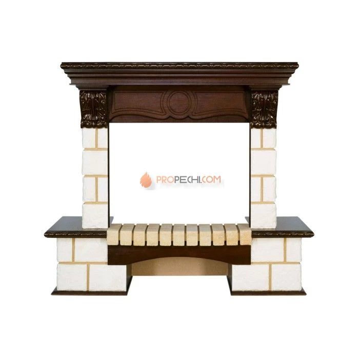 Каминокомплект Royal Flame Pierre Luxe - Шампань / Темный дуб с очагом Dioramic 25 LED FX