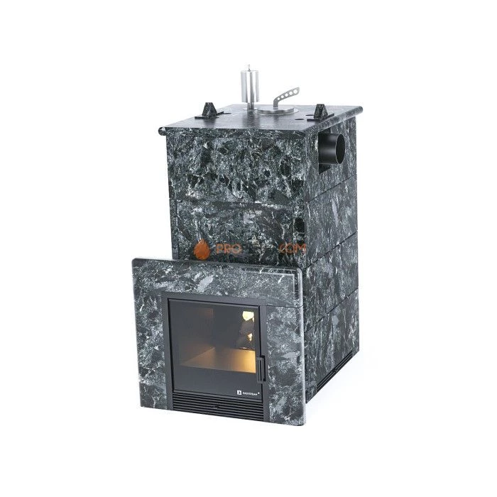 Дровяная печь для бани ИзиСтим Анапа в полноценном кожухе с боковым подключением из пироксенита