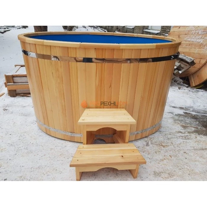 Купель овальная НКЗ PREMIUM из кедра, с пластиковой вставкой, 120x78x100 см