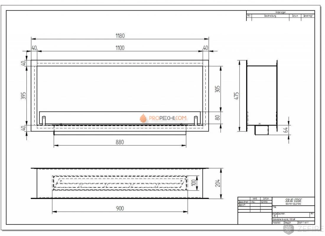 Биокамин сквозной Zefire Standart 1100