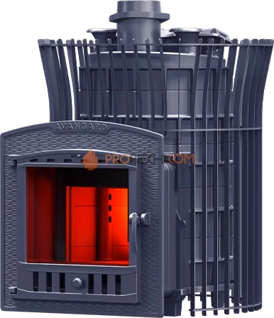 Чугунная банная печь Гефест Авангард Ураган ЗК 30 П2 сетка тюльпан