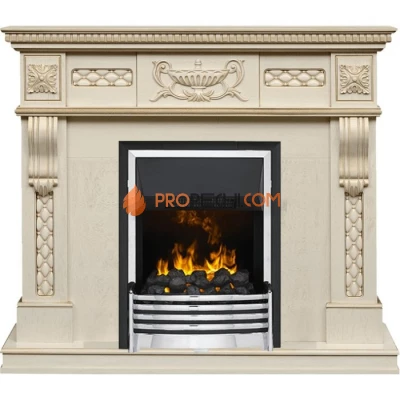 Каминокомплект Dimplex Corsica - Слоновая кость с патиной (Ширина 1100) с очагом Flagstaff
