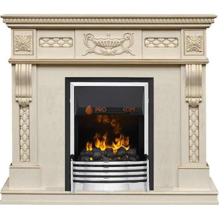 Каминокомплект Dimplex Corsica - Слоновая кость с патиной (Ширина 1100) с очагом Flagstaff
