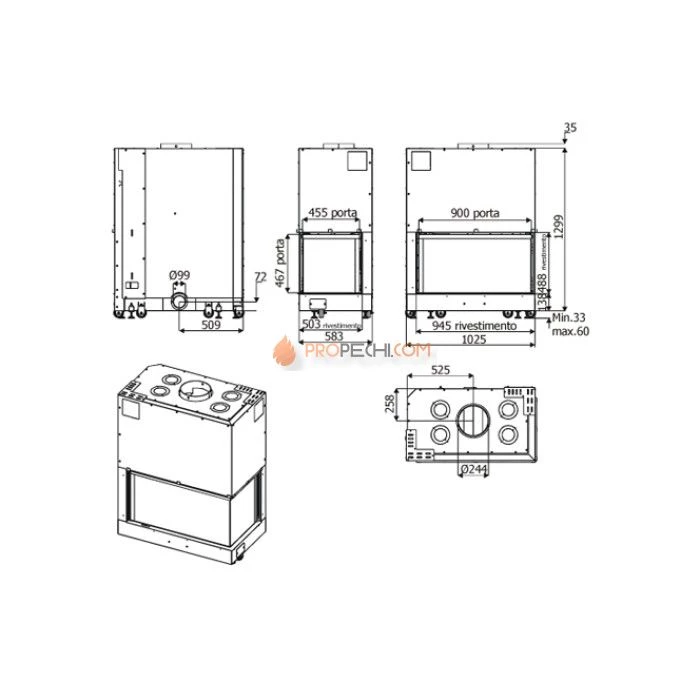 Каминная топка MCZ Forma 95 DX/SX