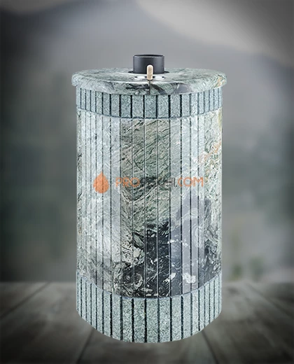 Банная печь Ферингер ПФ Оптима Жадеит перенесенный рисунок + Жадеит бучардированный