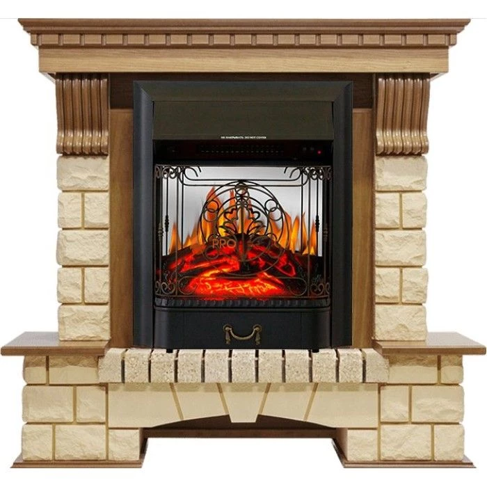 Каминокомплект Royal Flame Pierre Luxe - Дуб / Шампань с очагом Majestic FX M Black