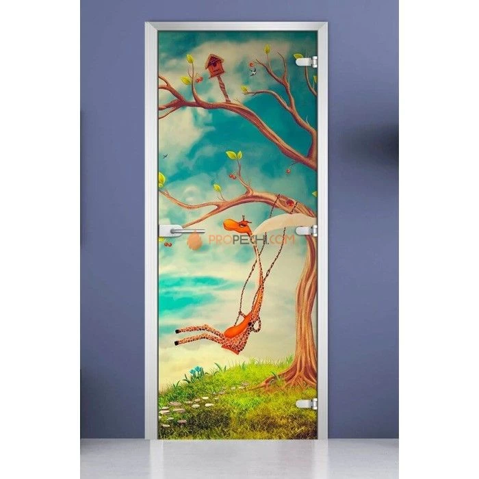 Стеклянная межкомнатная дверь DoorWood с фотопечатью Kids-14, 2000х800 мм