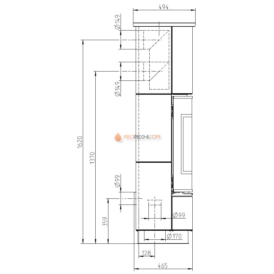 Печь-камин Thorma DELIA Extra Serpentino, черная