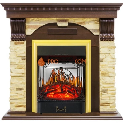 Каминокомплект Royal Flame Dublin - Темный дуб / Сланец с очагом Majestic FX M Brass