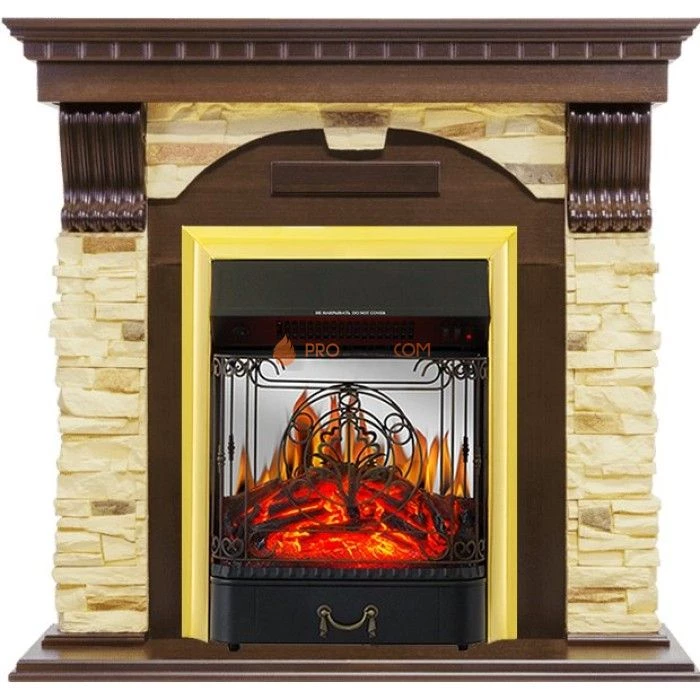 Каминокомплект Royal Flame Dublin - Темный дуб / Сланец с очагом Majestic FX M Brass