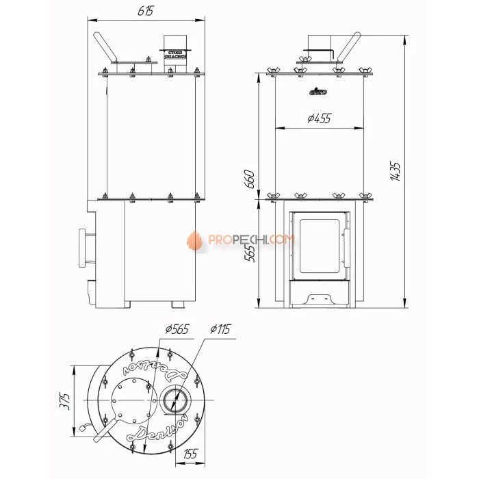 Дровяная печь для бани Grill’D Denisov Short