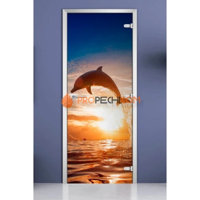 Стеклянная межкомнатная дверь DoorWood с фотопечатью Animals-06, 2000х700 мм